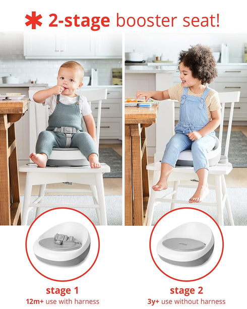 Sleek Grey/White Booster Seat for Dining Tables