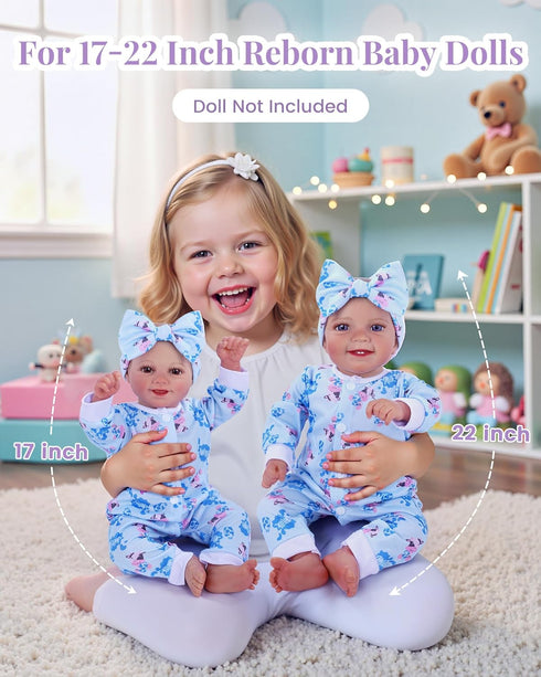 17-22 Inch 5 Sets BABESIDE Reborn Baby Doll Clothes for Dolls, Baby Doll Clothes Outfits Accessories - Romper Suit