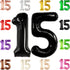 KatchOn Giant Black 15 Balloons Number - 40 Inch Happy 15th Birthday Decorations for Boys, 15 Birthday Balloons