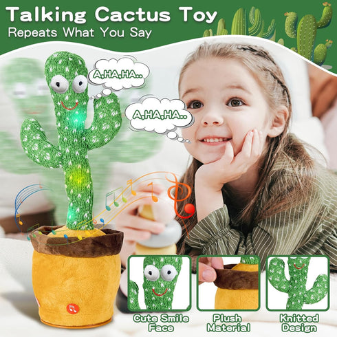 Dancing Talking Cactus Baby Toys, Singing Mimicking Recording Toys with 120 English Songs, Musical Gifts