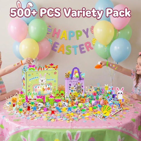 500 PCS Easter Eggs Fillers, Easter Party Favors for Kids Easter Basket Stuffers Fidget Toys Bulk, Classroom Prize