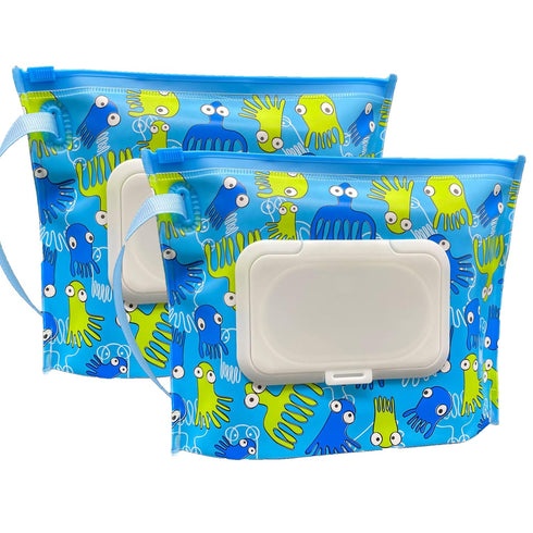 ULVBABI 2 Pack Portable Wet Wipe Pouch Container, Reusable & Refillable Baby Wipes