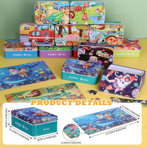12 4-8, 4-8 12 Silipull Boxes Party Favors Jigsaw Puzzles in a Metal Box for Age of Wooden Puzzle for Ages Learning