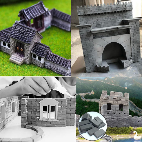 Cayway 420 PCS Mini Bricks, Tiny Black Bricks for Landscaping, Crafts, Dollhouse Mini Garden Accessories