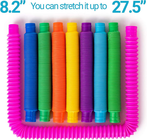 Nutty Toys 8 pk Pop Tubes Sensory Toys (Large) - Fine Motor Skills Learning Toy for Kids, Best Preschool Gifts