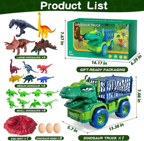 22 1 Set 3-5 5-7, 18 3 4 5 6 7 in Toddler T-rex Dinosaur Truck Toy for Kids Boys Tyrannosaurus Carrier Transport Truck