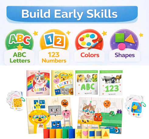 1, 2, 3 TOYVENTIVE Books, Toddler Flash Cards, and Puzzles Educational Toys and Birthday Gifts for Year Old Girl