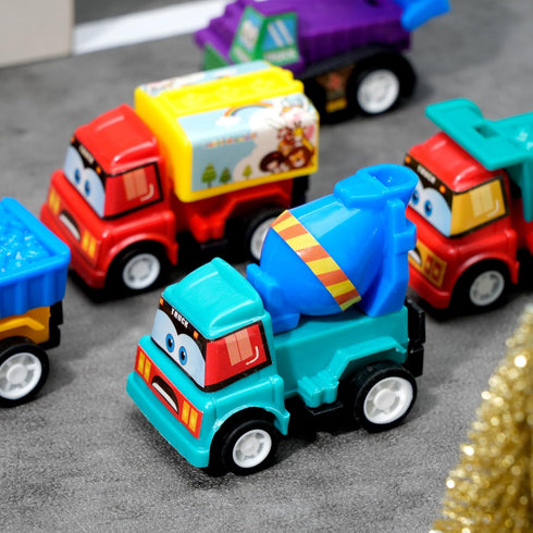 12 JOYIN Pcs Easter Eggs Filled with Toy Cars, Colorful Prefilled Pull Back Construction Vehicle, and Race Car for Kids