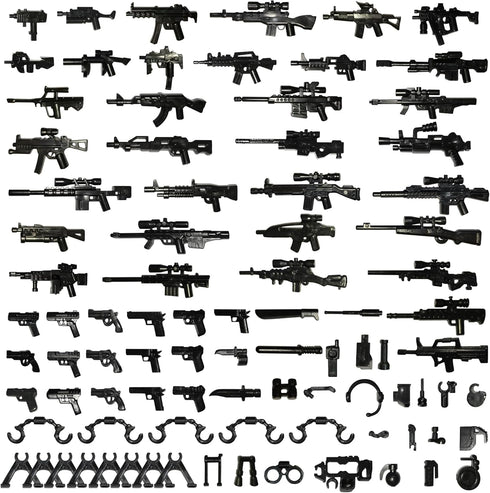 Military Weapons Pack, Military Toy Gun Set for Classic Building Blocks, 80+