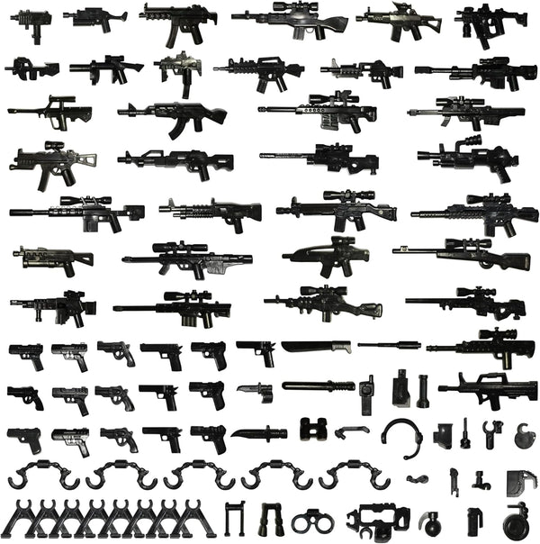 Military Weapons Pack, Military Toy Gun Set for Classic Building Blocks, 80+