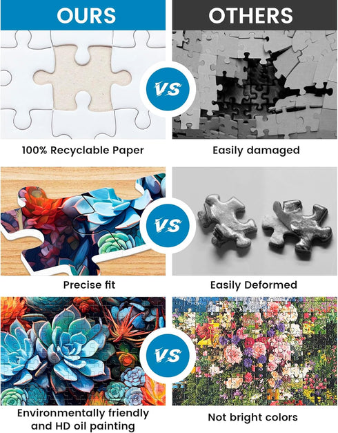 500 Pieces Jigsaw Puzzle for Adults, Succulents Puzzle, Colorful World of Succulents, Great Gift Idea