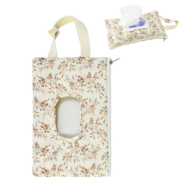 YATFRIK Quilted Baby Wipe Holder Floral Diaper Pouch Portable Quilted Wipes Bag for