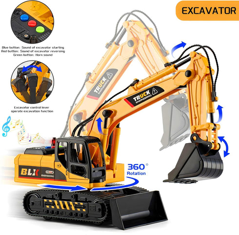 LerBao 2 Pack 3 4 5 6 7 8 Large Construction Engineering Truck Toys,Moveable Claw Excavator & Lifting Back Dump Truck