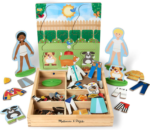 Melissa & Doug Occupations Magnetic Dress-Up Wooden Pretend Play Set (74 pcs) - Magnetic Dress-Up Dolls
