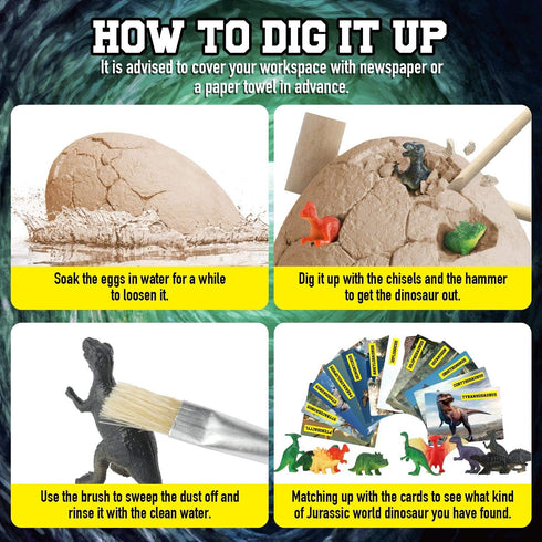 XXTOYS Dino Egg Dig Kit, Unearth Jumbo Dino Egg with 12 Different Dinosaur Toys, Educational STEM Toys for Kids 5-7