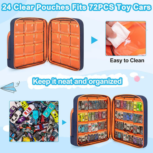 99pcs, 1/64 CURMIO Toy Cars Carrying Case Compatible with Hot Wheels Up to Portable Storage Organizer Bag for Scale Toy