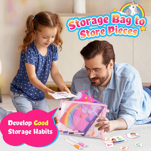 Kids Montessori Toys for Toddlers, Unicorns Gifts for Girls Age 3-5, 30 Themes Busy Book Educational Toys