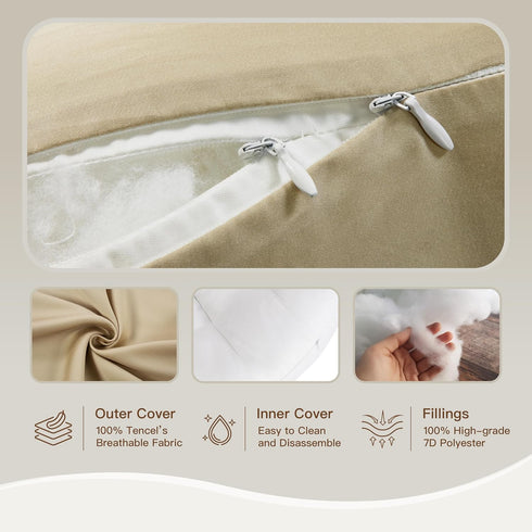 COZYREST 100% Pregnancy Pillow for Sleeping, Washable TENCEL Lyocell Cover, Adjustable Travel Wedge Pillow for Side