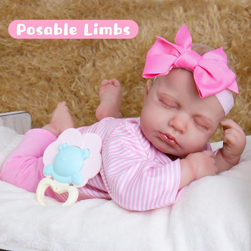 Milidool Lifelike Reborn Baby Dolls Girl, 20-Inch Soft Body Realistic Silicone Newborn Doll with Pink Clothes