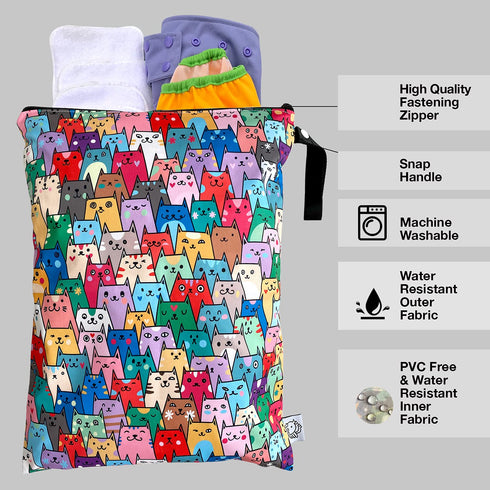 Swimming 12.6'' 16.5'' FLOCK THREE Washable and Reusable Wet Dry Bag Diaper Bag Water Resistant Bag Travel Toiletries