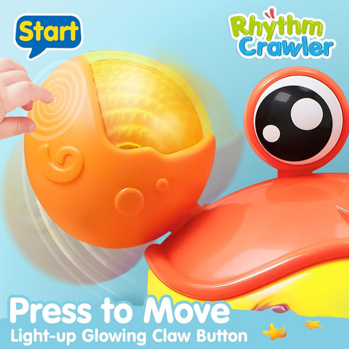 Play-Act Tummy JOVA Crawling Crab Baby Toy, Interactive Musical Crab with Intelligent Sensor & Auto-Avoiding Obstacles