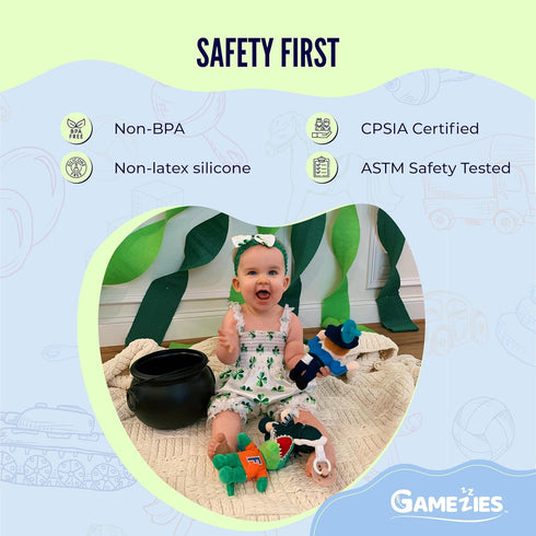 Sammy Gamezies Baby Boy and Girl Silicone Pacifier with Detachable Plush Toy Holder, The Eagle Veteran