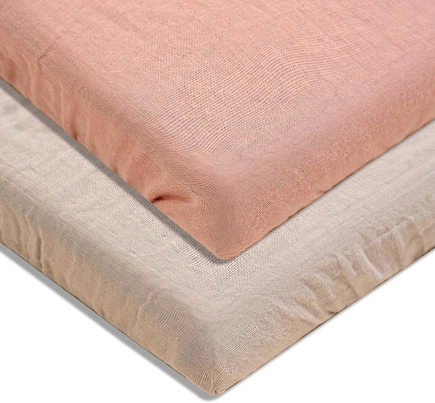 SEVDO 2 Pack 52"x28", Set Muslin Crib Sheets for Boys Girls Organic Cotton Fitted Baby Crib Sheet Soft and Breathable