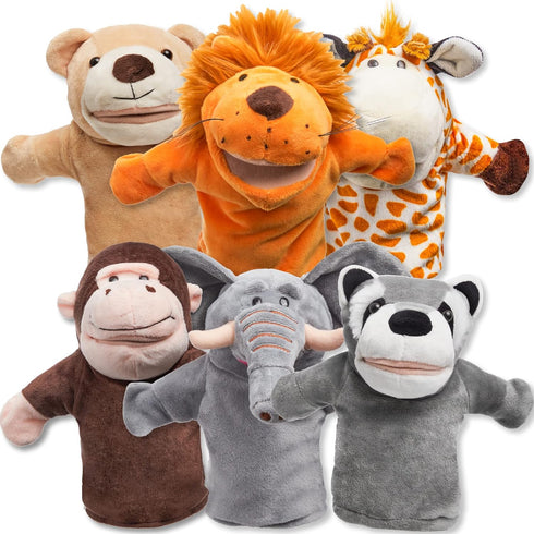 JOYIN 6Pcs Kids Hand Puppet Set - Toddler Animal Plush Toys for Show Theater, Birthday Gifts
