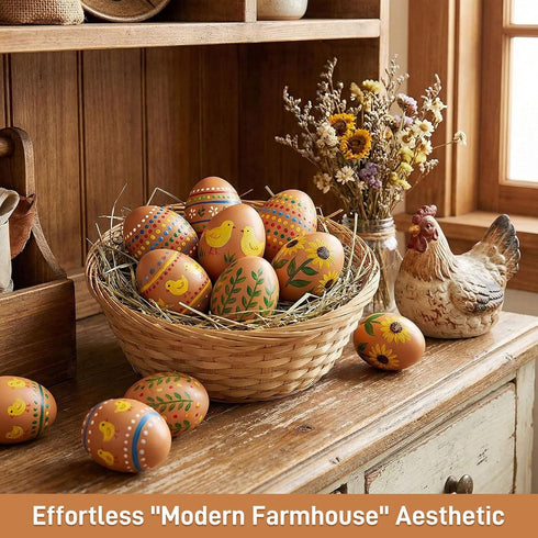 8PCS LovesTown Fake Wooden Eggs, Faux Eggs for Chicken Nesting Box Play Food for Kids Kitchen Easter Crafts