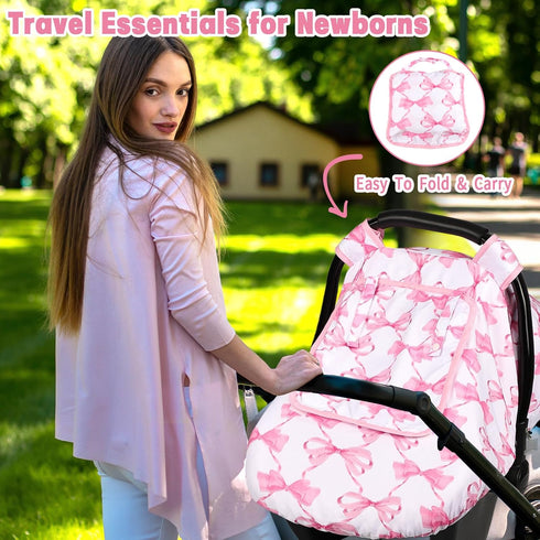 Cozy Car Seat Cover Baby, HNHUAMING Infant Car Seat Covers Canopy for Baby Girl Boy, & Windproof Newborn Carseat Covers