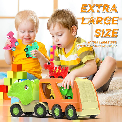 2-4 3-5 6 2+ Veslier Dinosaur Toys for Kids with Dinosaur Car Vehicles, Dino Transport Carrier Truck with Music
