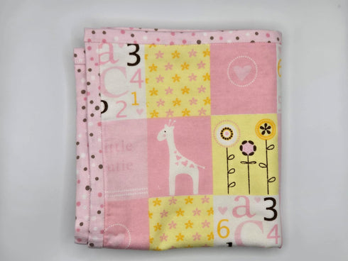Generic Handmade Baby Receiving Blanket, Pink and Yellow Abc's Squares Printed Pattern, Snuggle