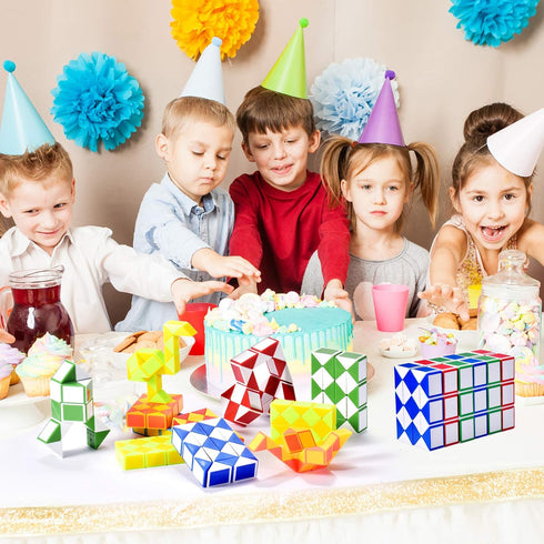 Ganowo Fidget Snake Cube Mini Twist Puzzle (12 PACK) - Party Favors for Kids 8-12, Goody Bag Filler for Classroom