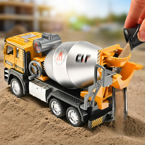 NOVAFUSION 3-5 Cement Mixer Truck Toys for Boys,Cement Mixer Toy Truck Metal Diecast Cab,Pull Back Mixer Trucks