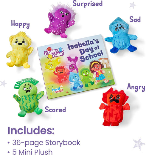 hand2mind Set, Feelings Family Introductory Storybook and Plush Toddler Emotions Books, Calm Down Corner Supplies