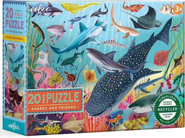 eeBoo: Sharks & Friends - 20 Piece Puzzle - 15 x 11 Kids Jigsaw, Glossy Pieces, Ages 3+