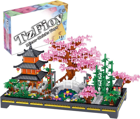 TzFioy Japanese Zen Garden Micro Brick Building Set (2805 Pieces) Tranquil Garden Model