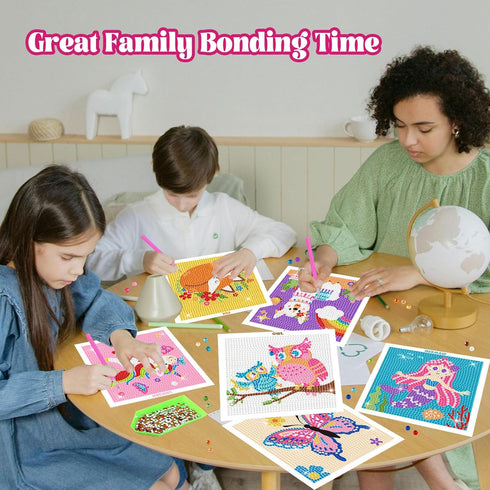 6 2 18 6 6-8-12, goldentime Diamond Painting Kits for Kids - Canvases with Frames, Gem Colors, Diamond Painting Tools