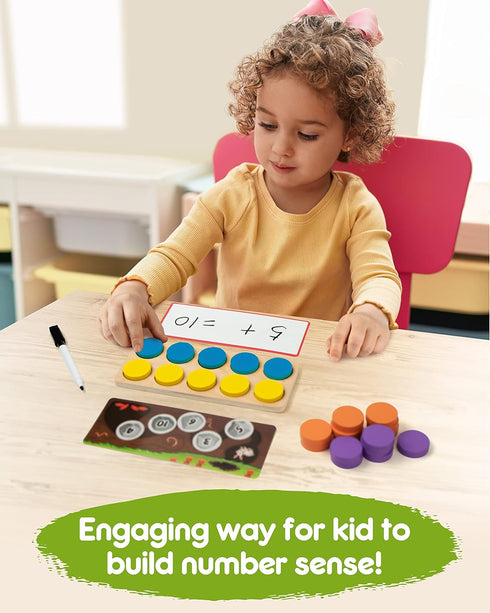 Set 1st 2nd Counters 3-8 SYNARRY Wooden Ten-Frame Math Manipulatives for Kindergarten Elementary Grade Homeschooling