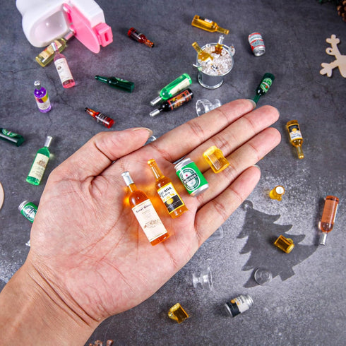 71 Pcs Miniature Ice Cubes, Beer Bottles, and Mini Drink Soda Pop Cans for Doll House Decoration