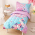 Set 4-Piece Sets Set, VIVILINEN Toddler Bedding for Girls Mermaid Tail Toddler Comforter for Baby Purple Blue Toddler
