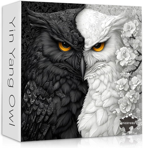 PICKFORU Yin Yang Owl Puzzle for Adults 1000 PiecesBlack and White Puzzles Owl