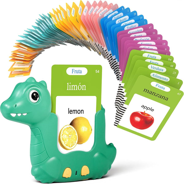 Bilingual Spanish and English Talking Flash Cards for Toddlers 1-3, Montessori Learning