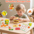 Set 3 4 5 Montessori Toys Pretend Play Food for Year Old, Wooden Fast Food Play Kitchen with Hamburger, Fries, Egg