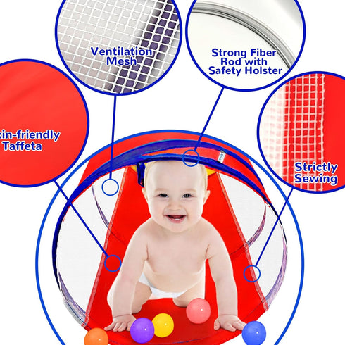Kids Play Tunnel for Toddlers 1-3, 6 Foot Pop Up Crawling Toy with 2 Mesh Sides, Indoor Outdoor Gift for Children