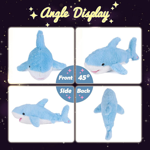 16'' Hopearl LED Plush Shark Lighting Up Stuffed Animal Floppy Night Lights Glow in The Dark Birthday Festival for Kids