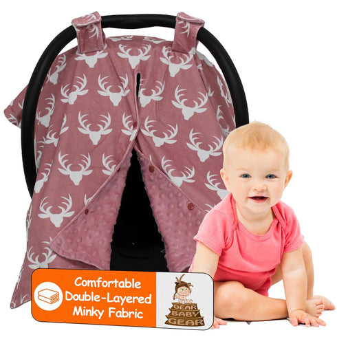 Dear Baby Gear Baby Car Seat Canopy - Infant Car Seat Cover with Snap Opening for Boys & Girls - 40x30"