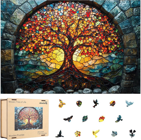 Qiuenisray Mother's Day Wooden Puzzles for Adults 500 Pieces, Mosaic Tree of