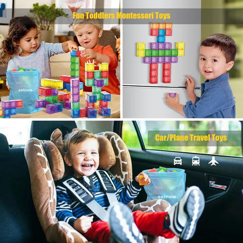 48PCS Magnetic Blocks, 1.38 inch Building Blocks for Toddlers, STEM Toys for Kids, Montessori Toys for 2-6+ Year Olds