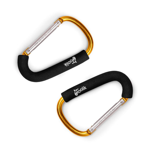 Toolik X-Large Baby Stroller Organizer Hook Clip for Hanging Diaper Bags (Gold)